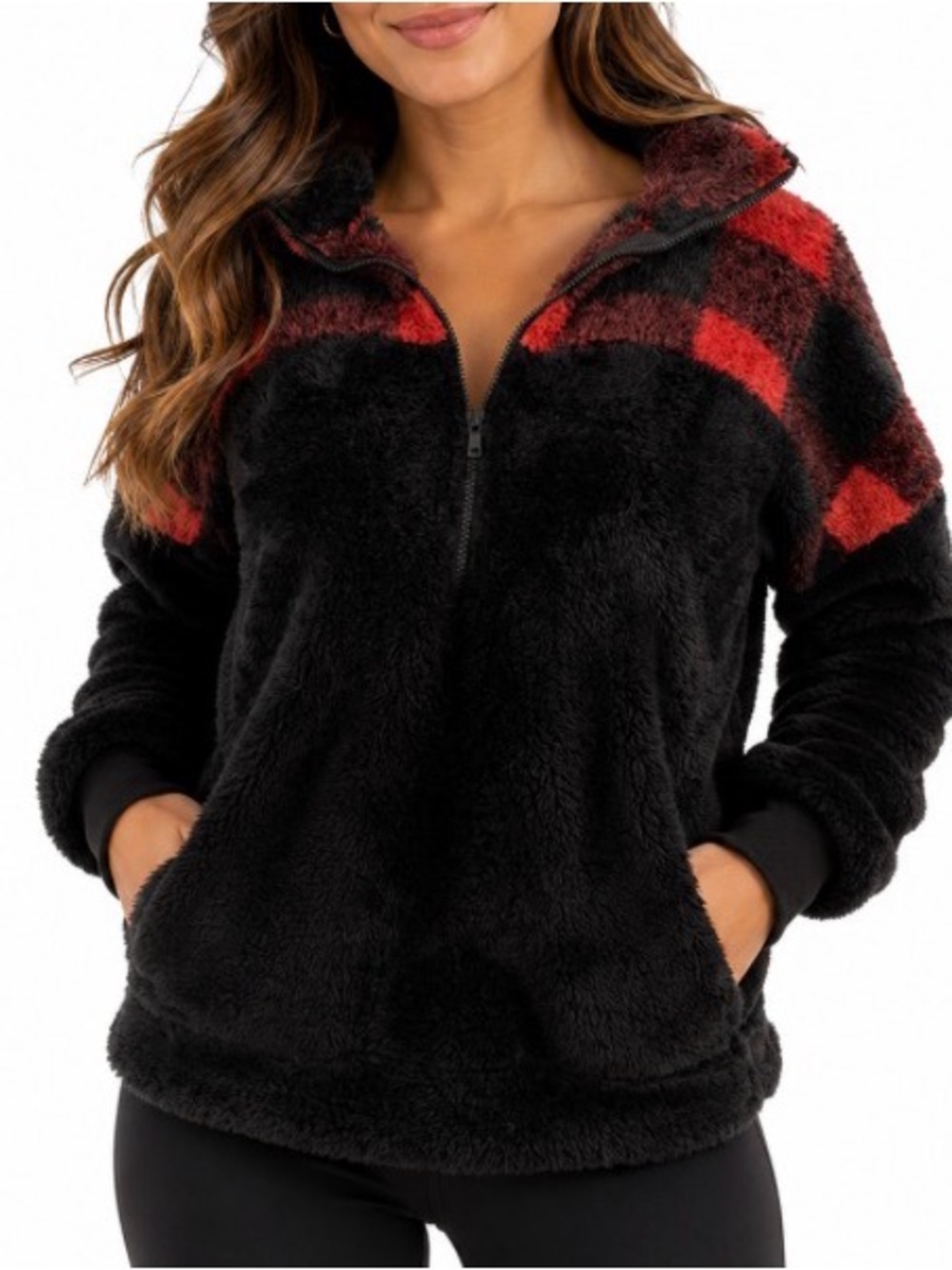 LuLaRoe Sherpa Jacket 1/4 Zip Cozy Warm Large Bust 53” - 60” Length 28”